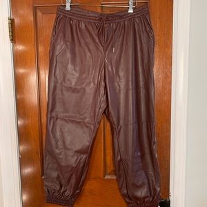 High Rise Faux Leather Jogger
